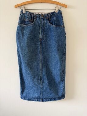 Vintage GAP Denim Work Force Denim Midi Skirt Dark Blue Size 5/6